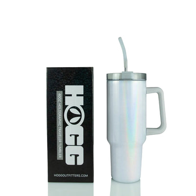 White-40oz SUBLIMATABLE HOLOGRAPHIC TRAVELER TUMBLER-HOGG