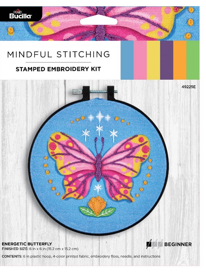 Bucilla ® Stamped Embroidery Kit - Energetic Butterfly 6"