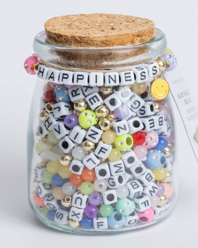 HAPPINESS Square Letter Bead DIY Jar
