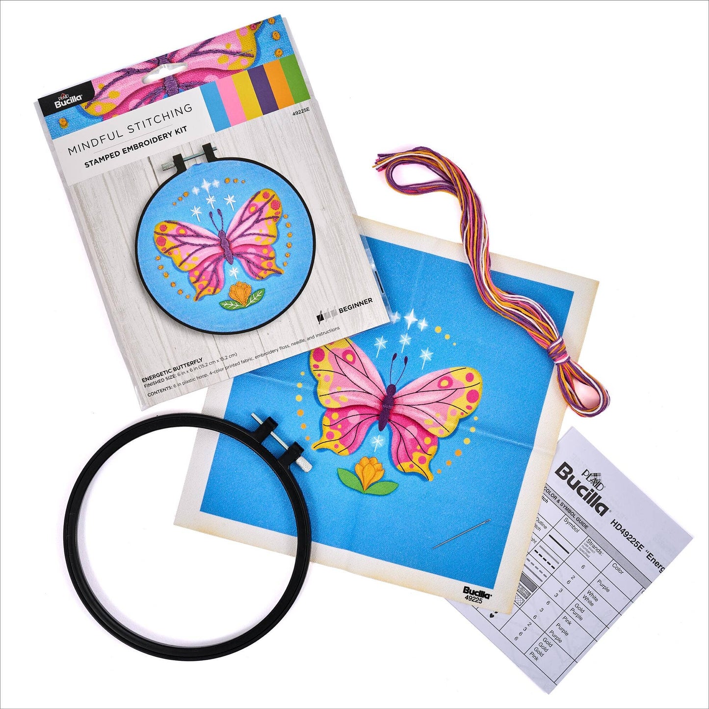 Bucilla ® Stamped Embroidery Kit - Energetic Butterfly 6"