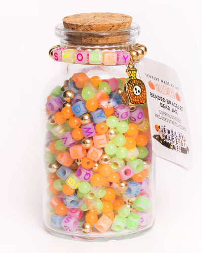 SPOOKY Glow in the Dark Block Letter Potion Bottle DIY Bead Jar with Charm