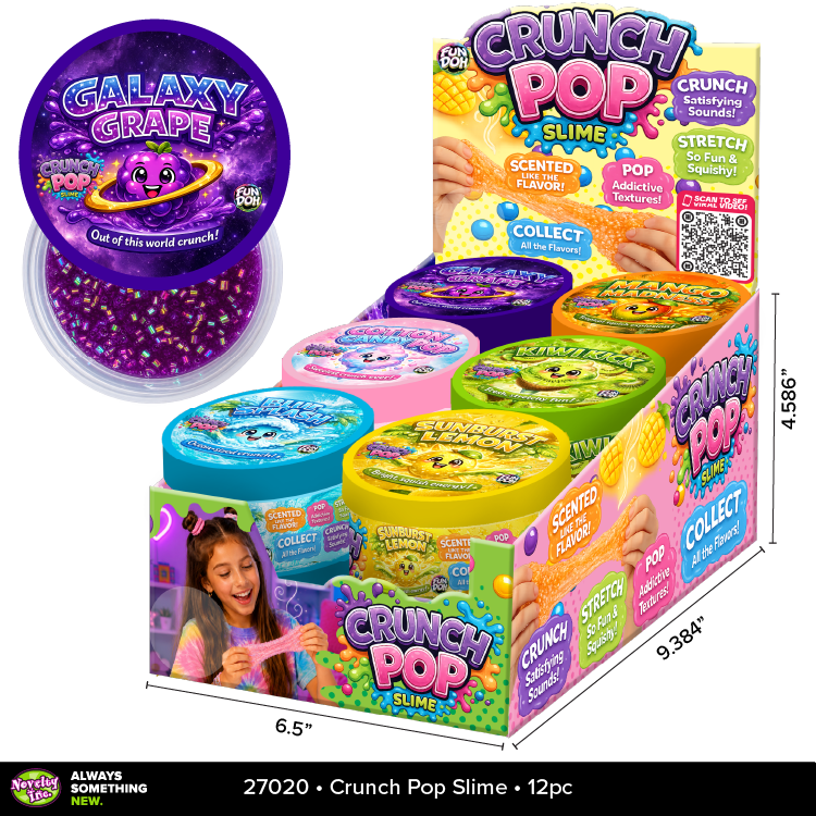 Fun Doh Crunch Pop Color Sensory Squishy Slime - 12/Display