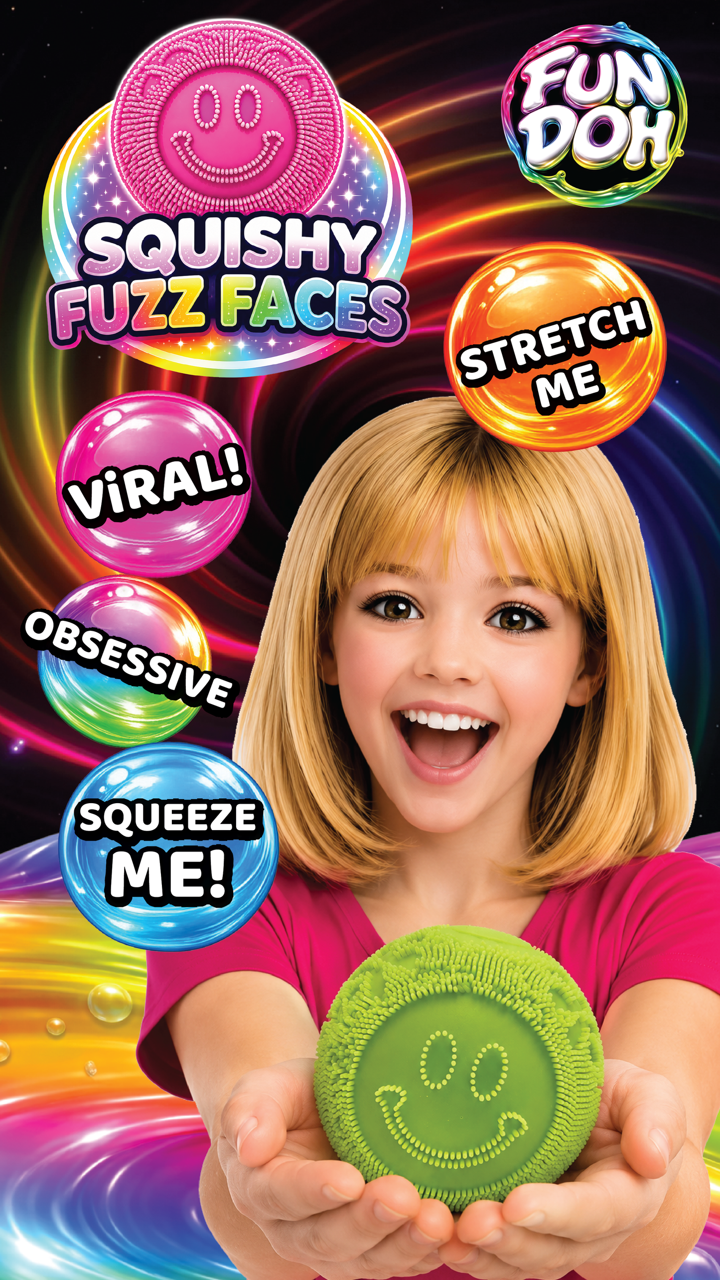 Fun Doh Fuzzy Face Squishy Sensory Toy