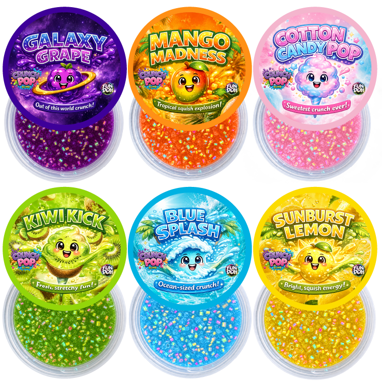 Fun Doh Crunch Pop Color Sensory Squishy Slime - 12/Display