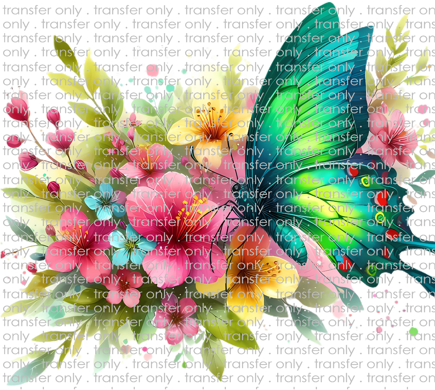 ANM 120 Green Butterfly with Flowers