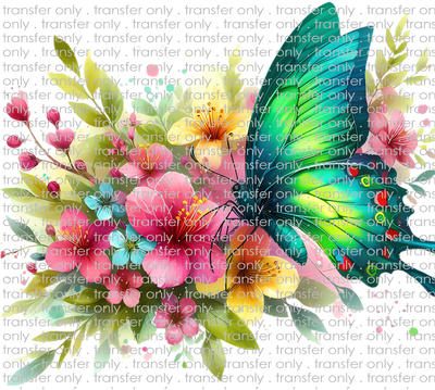 ANM 120 Green Butterfly with Flowers