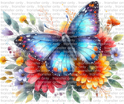 ANM 121 Blue Spotted Butterfly with Flowers