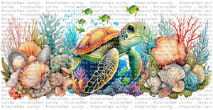ANM UV 109 Cute Sea Turtle in Coral UV DTF 16oz Wrap