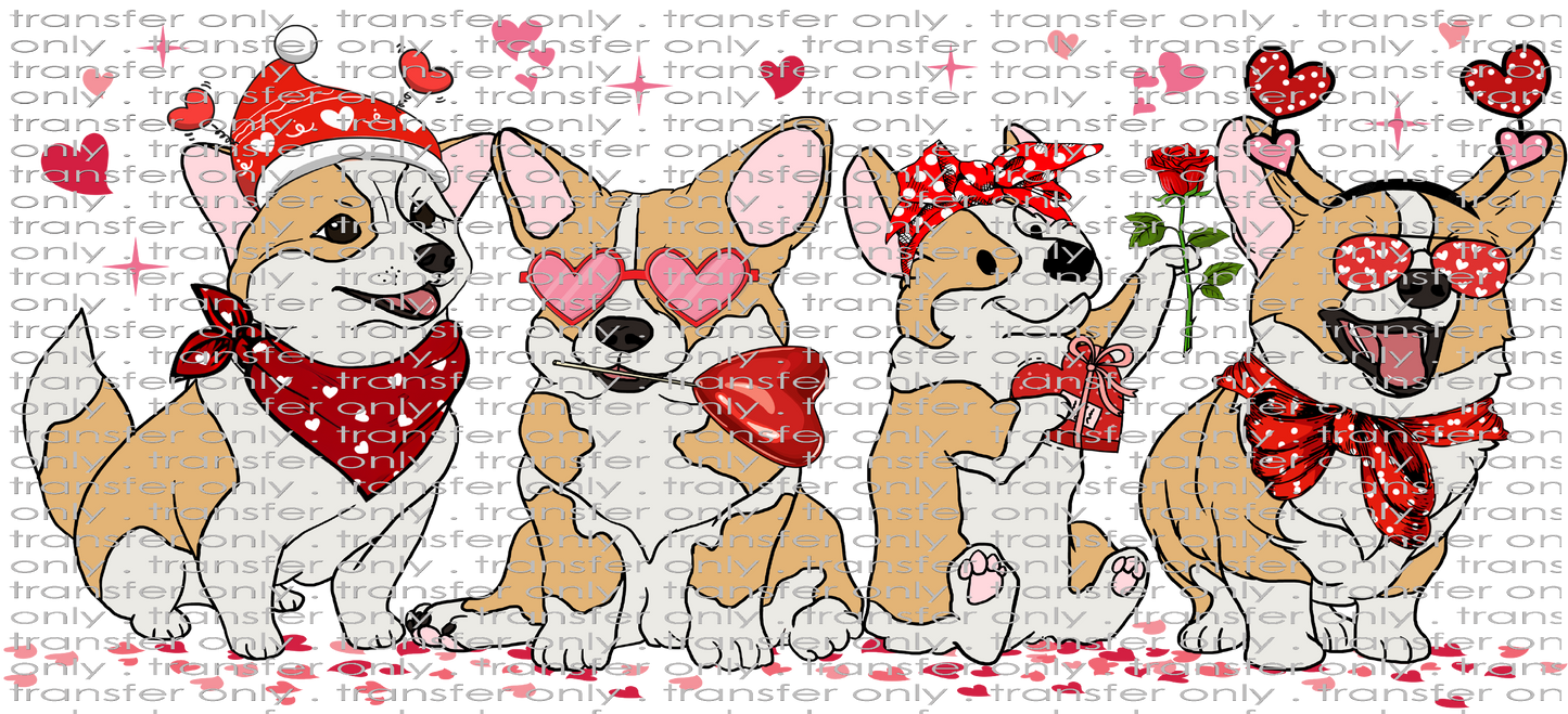 ANM UV 127 Corgis with Hearts UV DTF 16oz Wrap