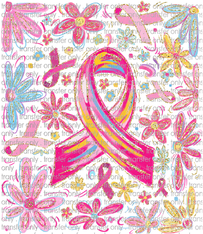 AWR 242 Breast Cancer Ribbon with Flowers