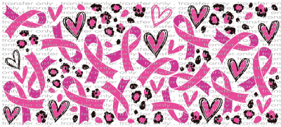 AWR UV 108 Breast Cancer Awareness Ribbons and Leopard UV DTF 16oz Wrap