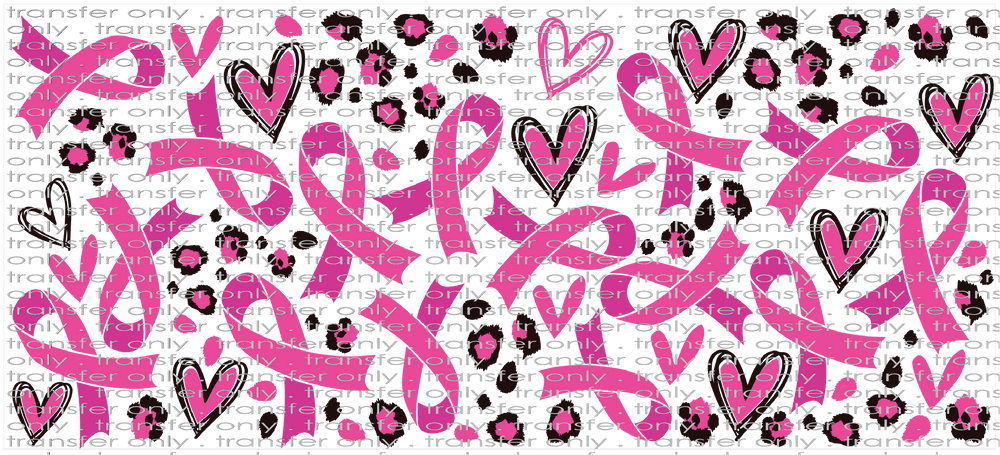 AWR UV 108 Breast Cancer Awareness Ribbons and Leopard UV DTF 16oz Wrap