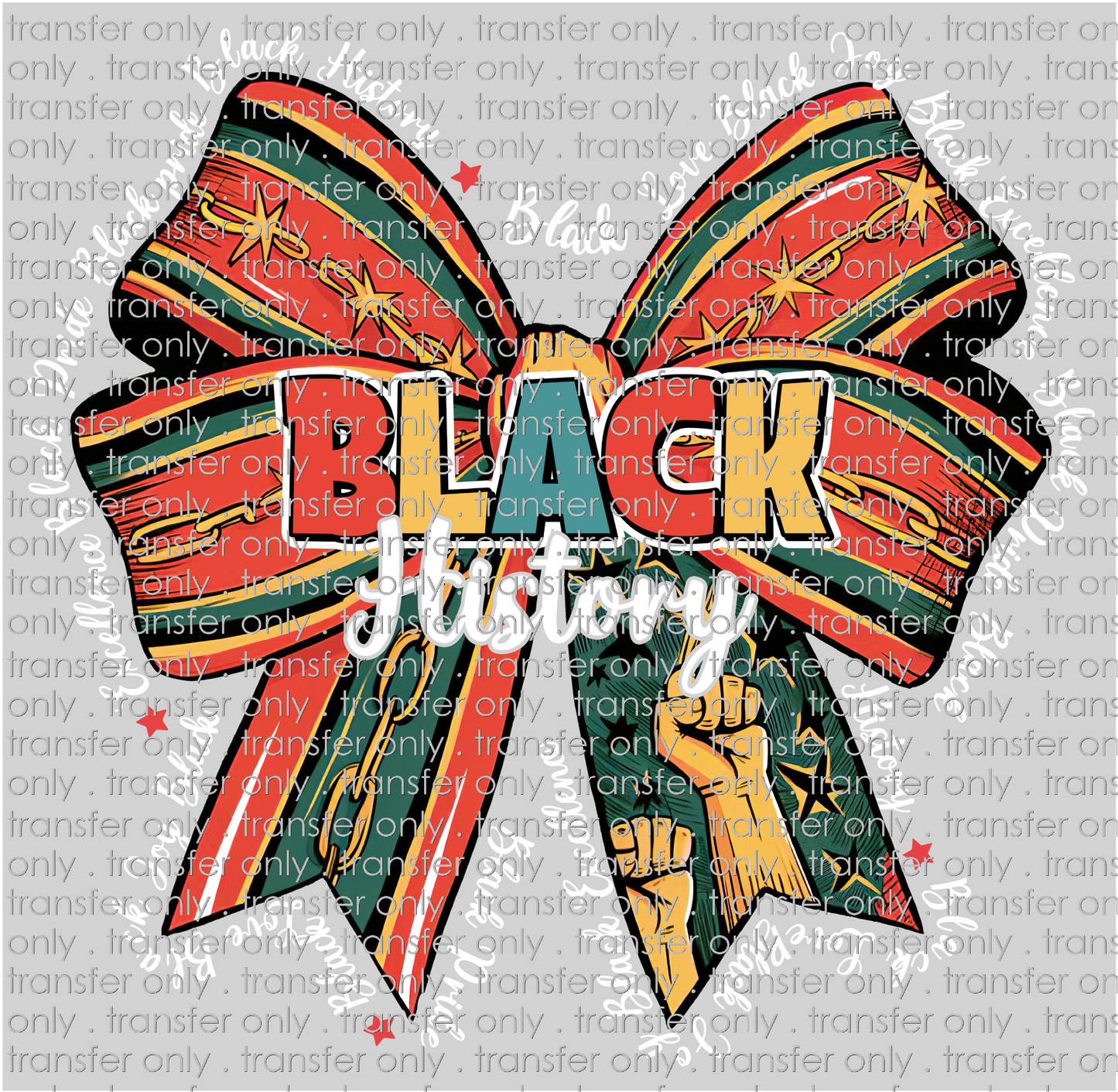 BH 128 Black History Bow with White Words