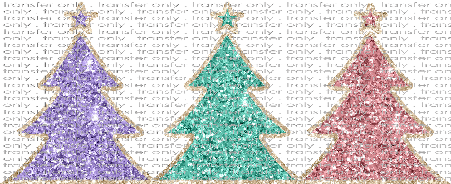 CHR 1025 Pastel Christmas Trees Faux Glitter