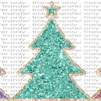 CHR 1025 Pastel Christmas Trees Faux Glitter