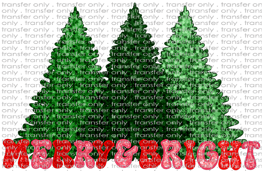 CHR 1029 Merry and Bright Green Trees Faux Glitter
