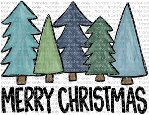 CHR 1052 Blue Christmas Trees Merry Christmas