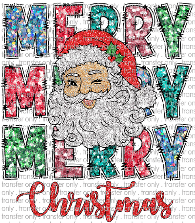 CHR 1059 Merry Christmas Santa Faux Glitter