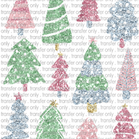 CHR 1063 Pastel Christmas Trees Faux Glitter