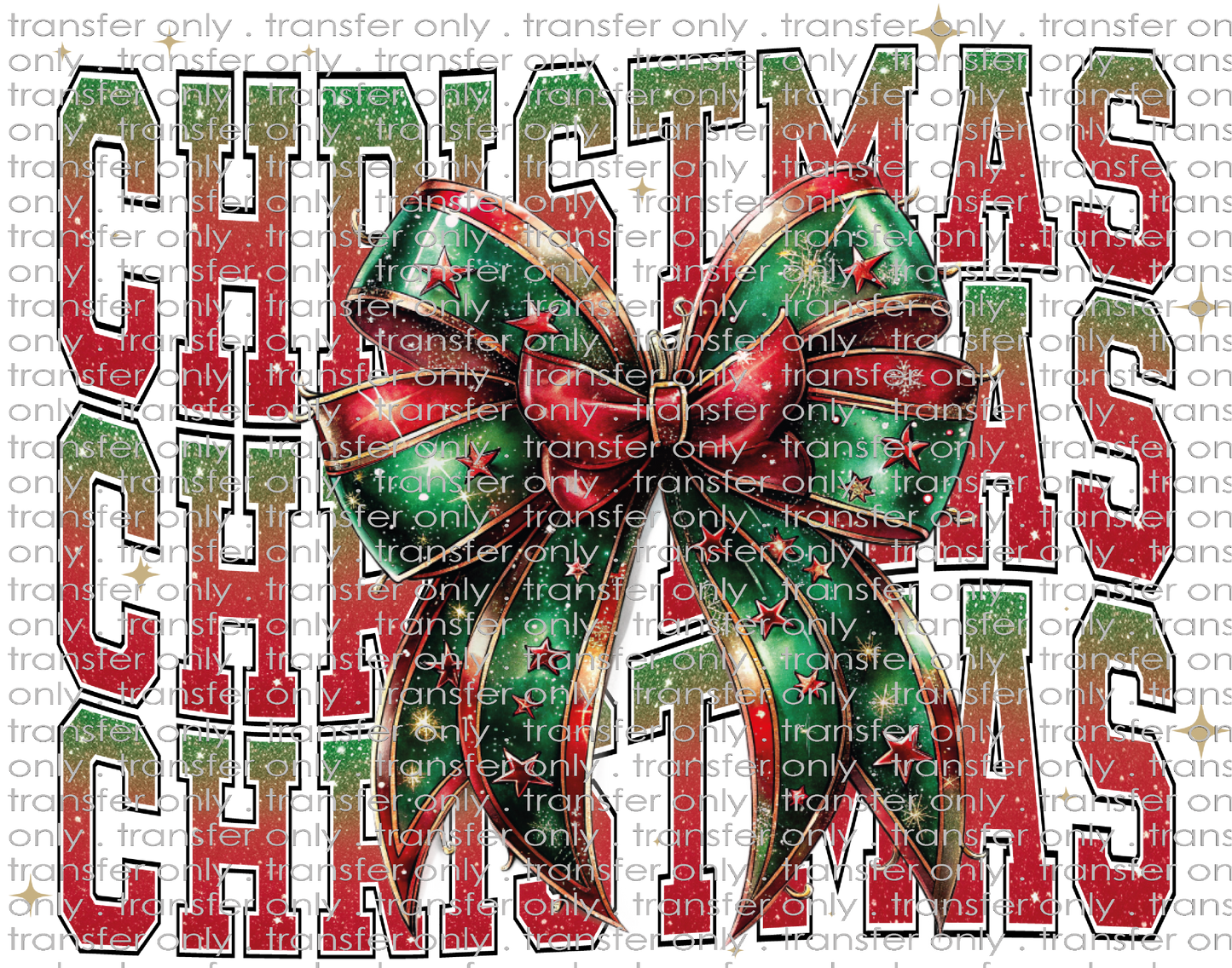 CHR 1141 Red and Green Stacked Christmas with Bow