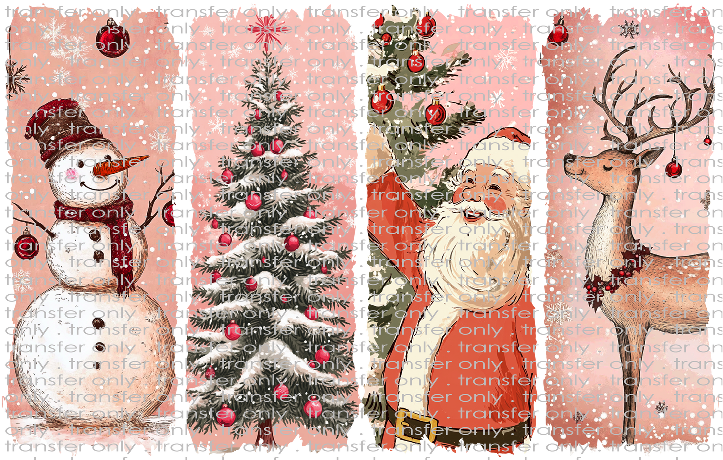 CHR 1173 Pink Snowman Tree Santa and Deer