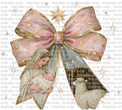 CHR 1200 Mary and Baby Jesus with Lamb Nativity Bow