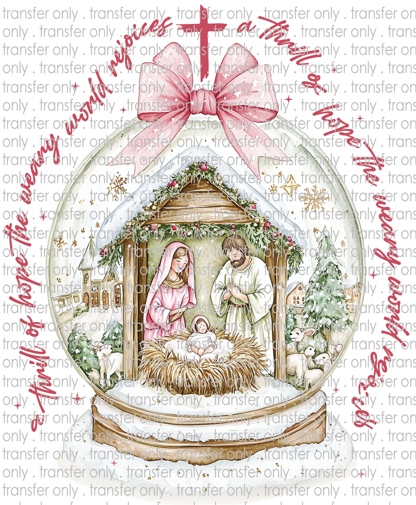 CHR 1206 Pink Snow Globe Nativity