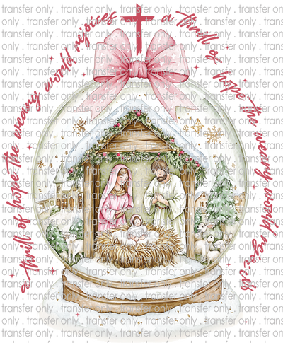 CHR 1206 Pink Snow Globe Nativity