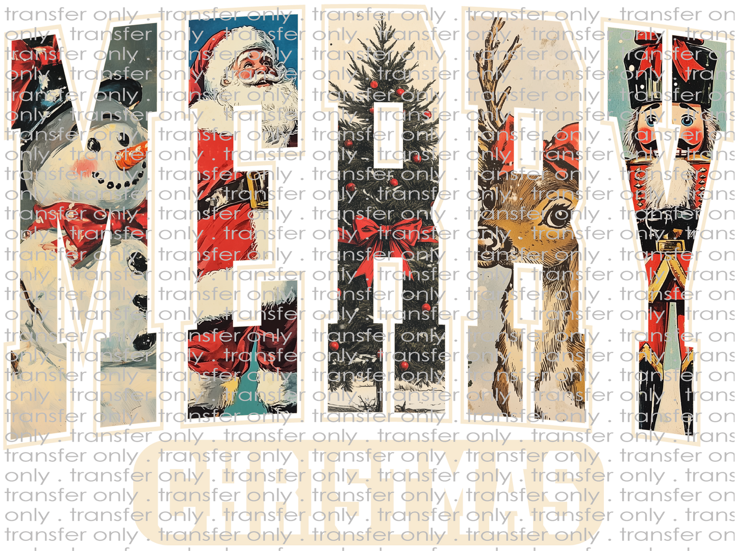 CHR 1208 Merry Christmas Retro Characters White