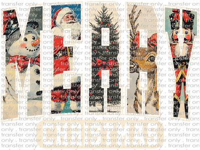 CHR 1208 Merry Christmas Retro Characters White