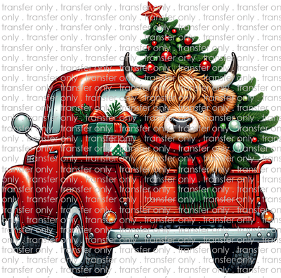 CHR 1254 Red Truck Highland Cow