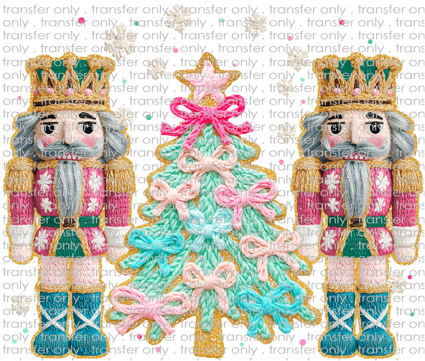 CHR 1305 Nutcracker with Pink and Teal Tree Faux Yarn