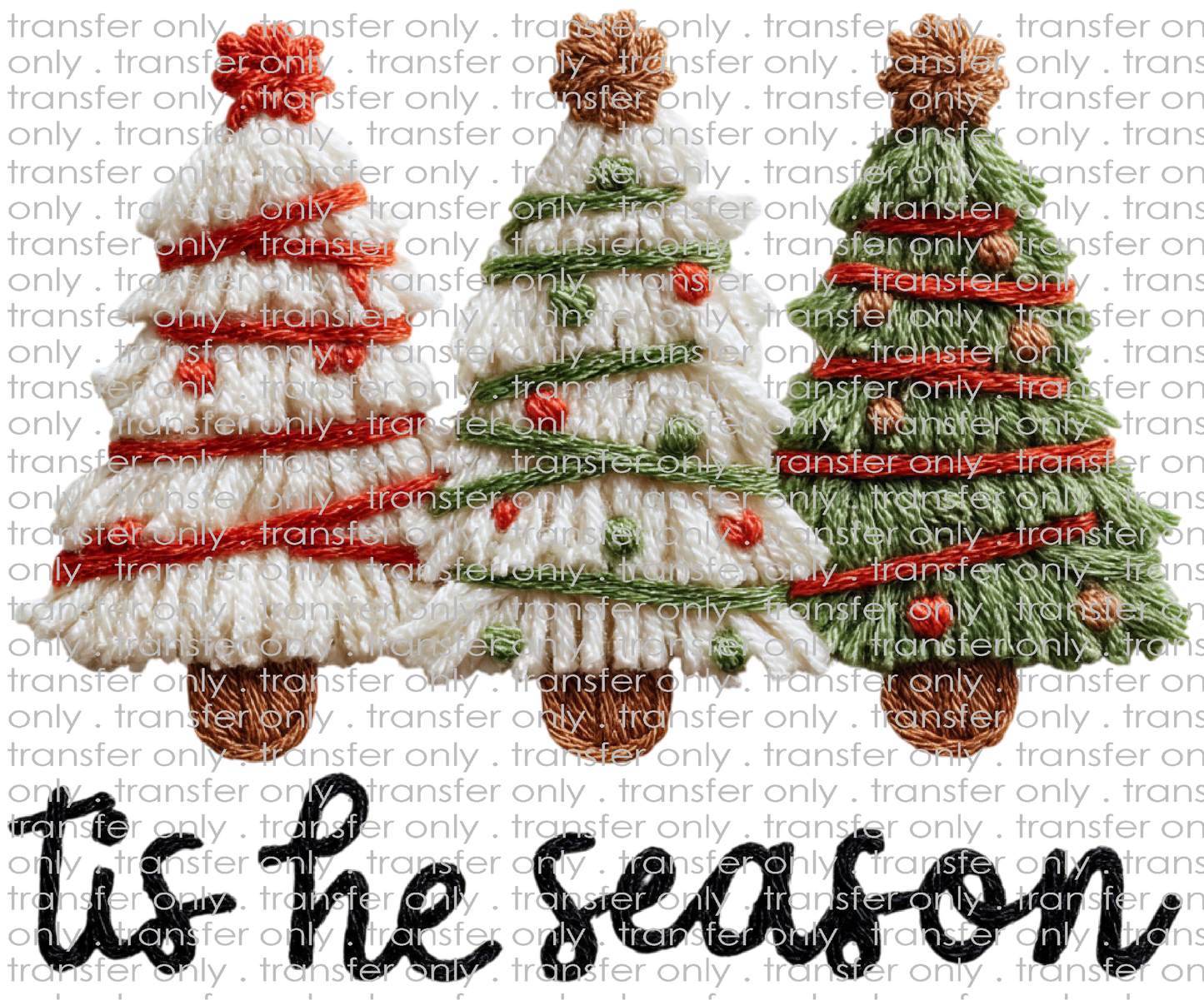 CHR 1311 Red White Green Christmas Tree Faux Crochett