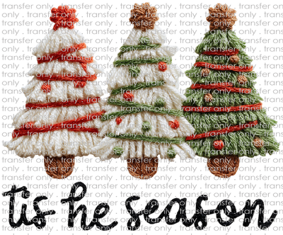 CHR 1311 Red White Green Christmas Tree Faux Crochett
