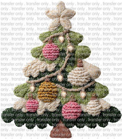 CHR 1319 Christmas Tree Pink Ornaments Faux Crochett