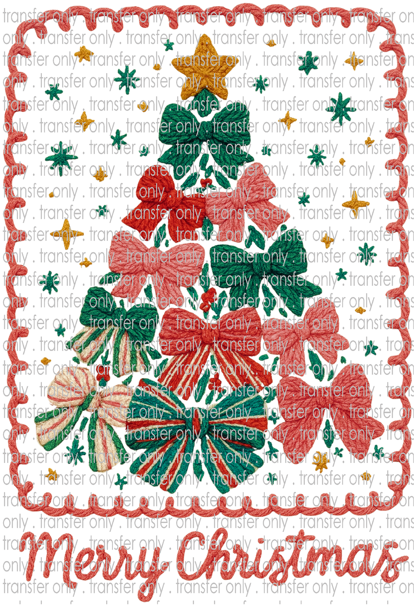 CHR 1325 Tree of Bows Merry Christmas Faux Crochett