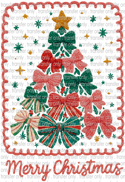 CHR 1325 Tree of Bows Merry Christmas Faux Crochett