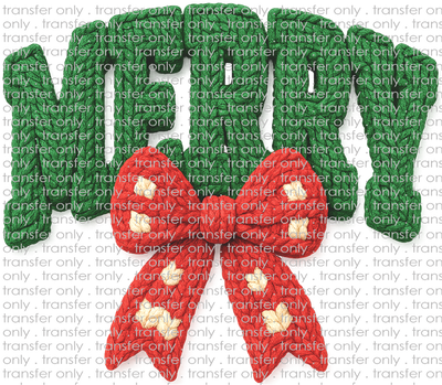 CHR 1326 Green Merry with Red Bow Faux Crochett