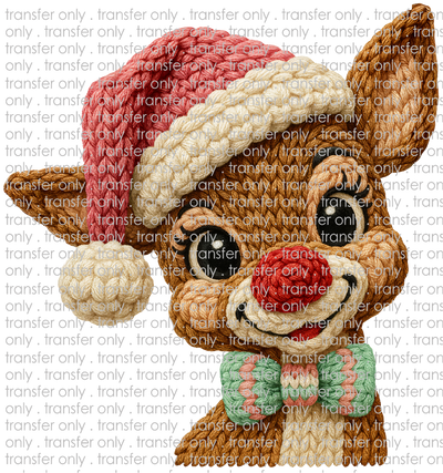 CHR 1327 Reindeer with Bow Tie and Santa Hat Faux Crochett