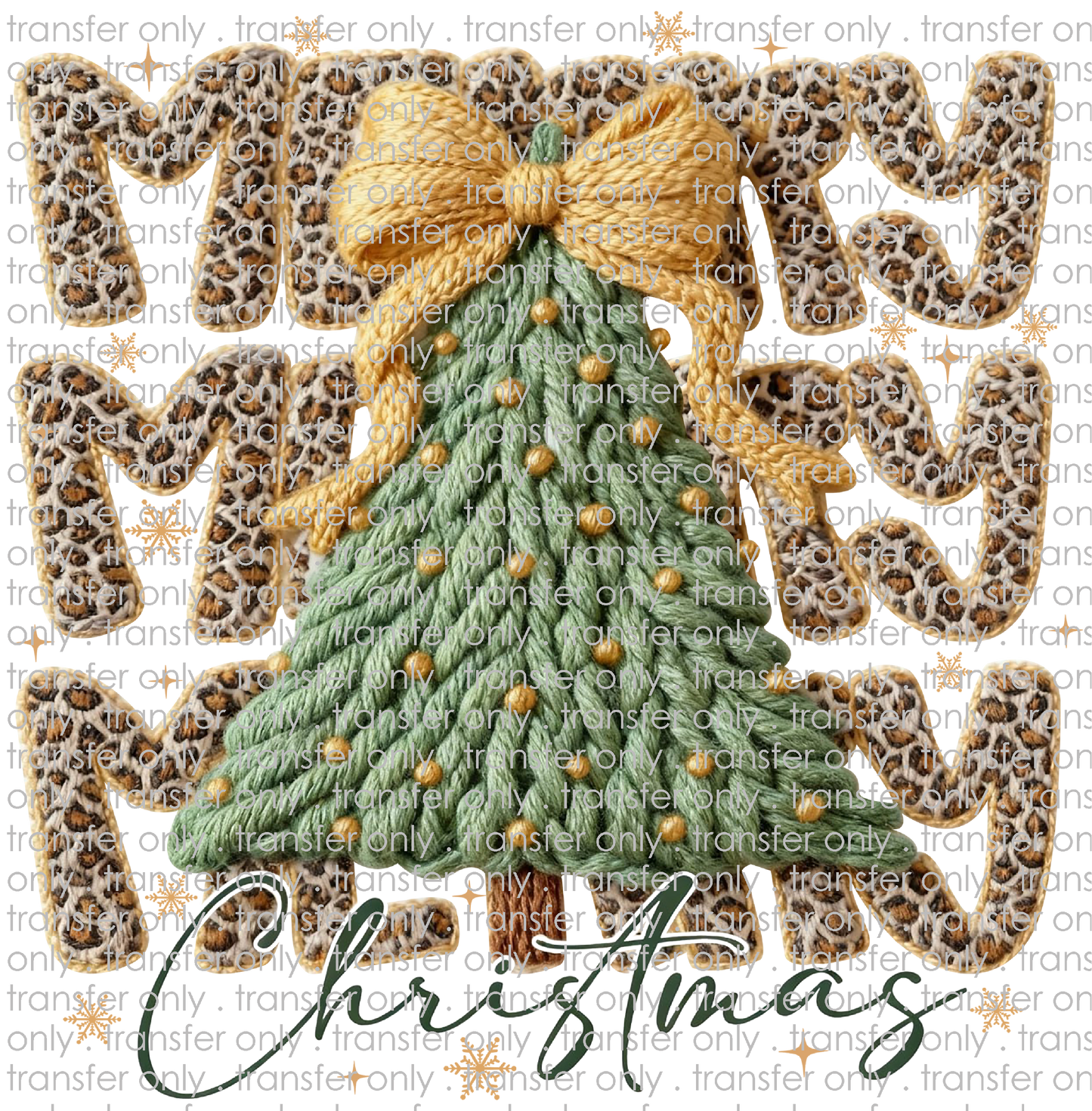 CHR 1336 Leopard Merry Sage Christmas Tree Gold Bow