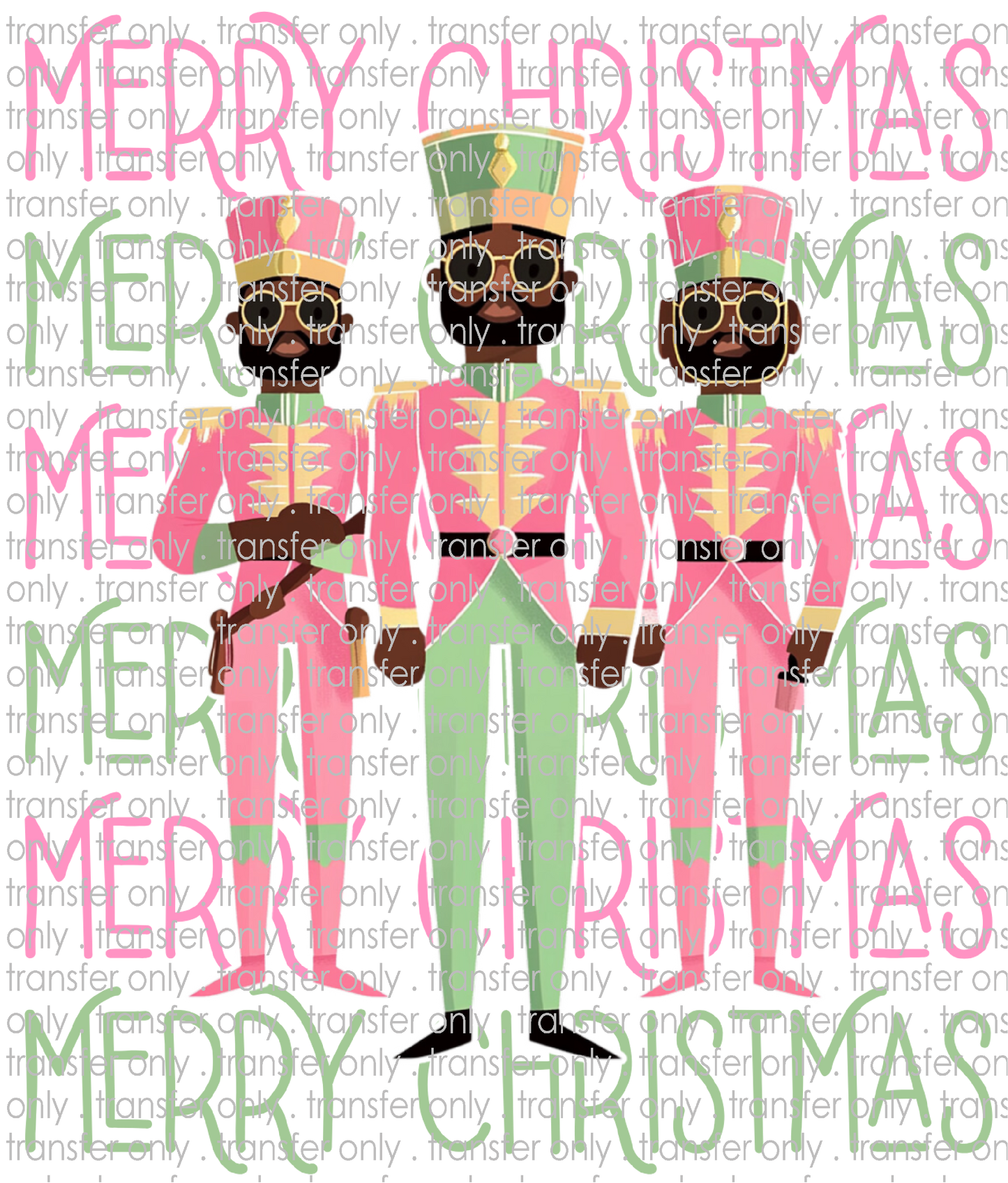 CHR 1358 Merry Christmas Pink Green Nutcrackers