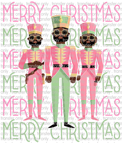 CHR 1358 Merry Christmas Pink Green Nutcrackers