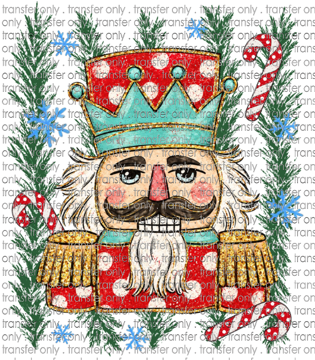 CHR 1366 Nutcracker with Greenery Stripes Snowflakes