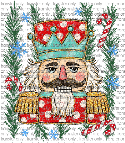 CHR 1366 Nutcracker with Greenery Stripes Snowflakes