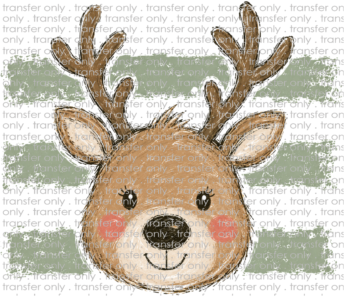 CHR 1398 Reindeer with lines in Shades of Green