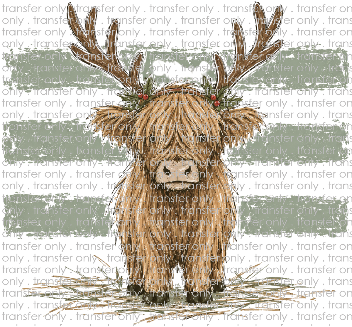 CHR 1405 Highland Cow with lines in Sage