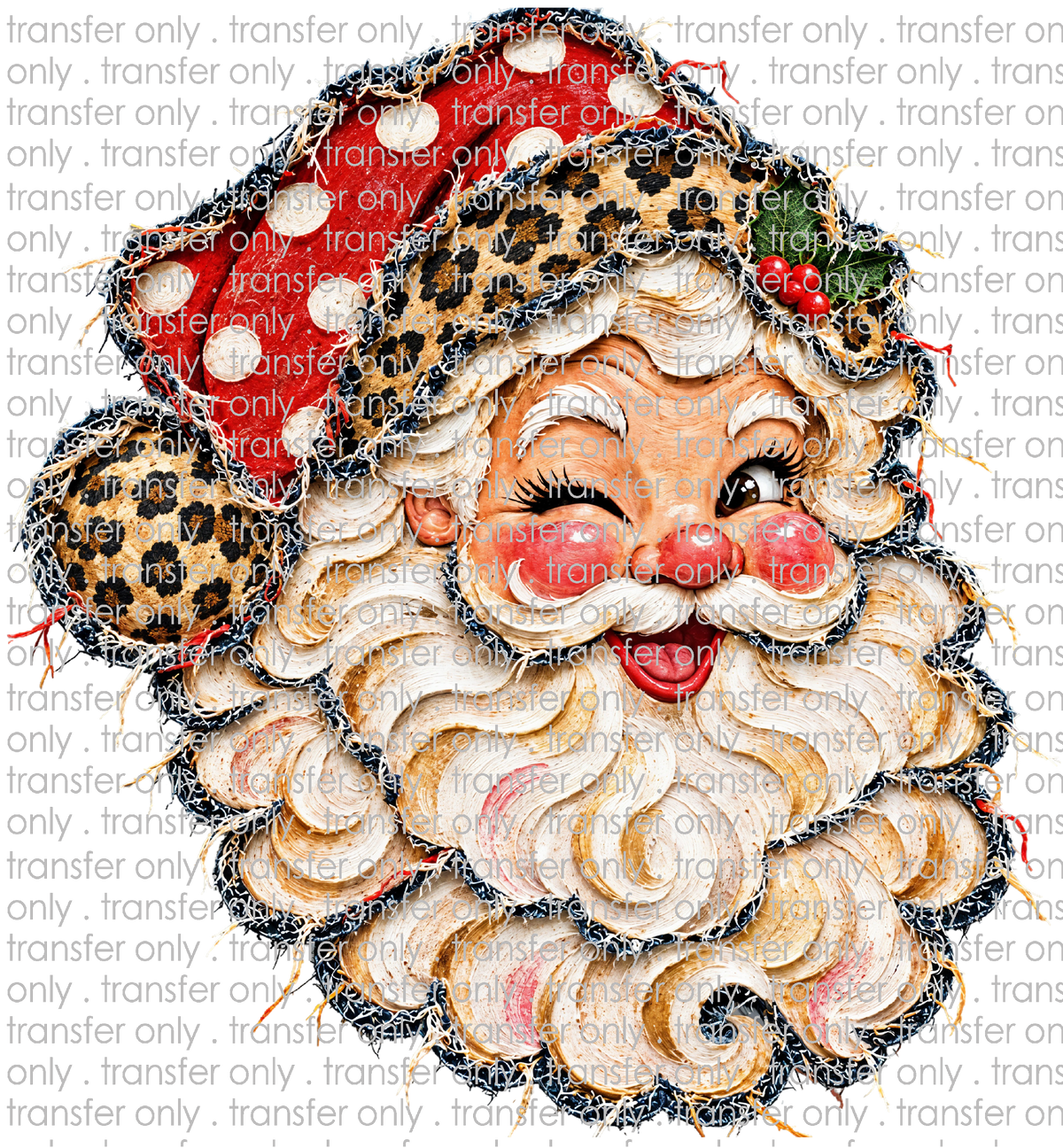 CHR 1411 Santa With Dot and Leopard Hat