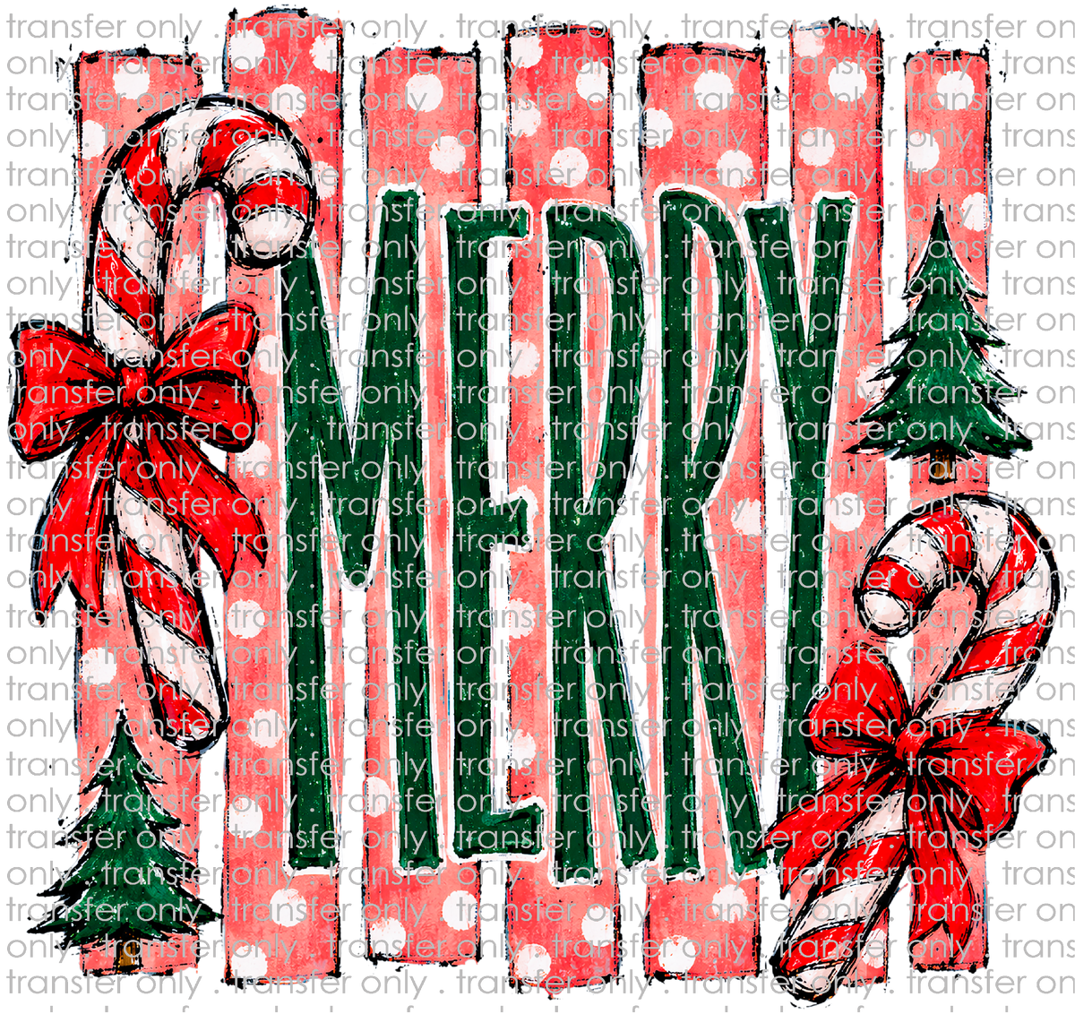 CHR 1422 Red Dot Striped Merry and Candy Cane