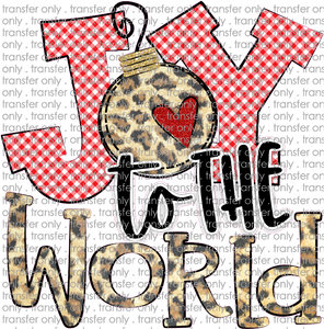 CHR 258 Joy to the World Leopard Red Gingham