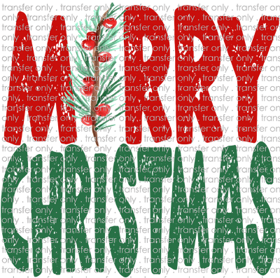 CHR 921 Merry Christmas Holly Red Green